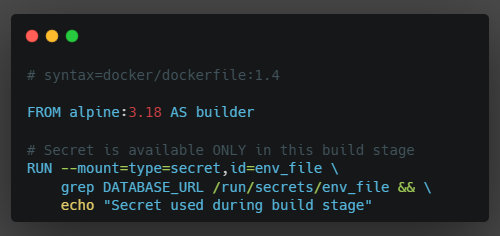 The concept of NOT baking environment variables into a Docker image during build time.