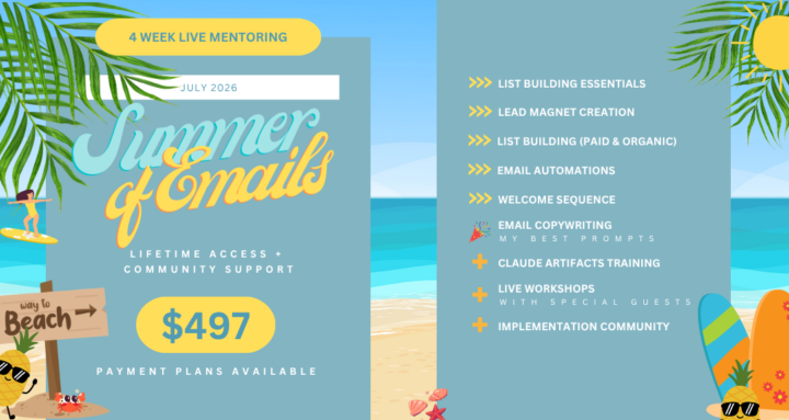 1:1 Spots + Sommer of Emails - 50% 🎁 Discount for you