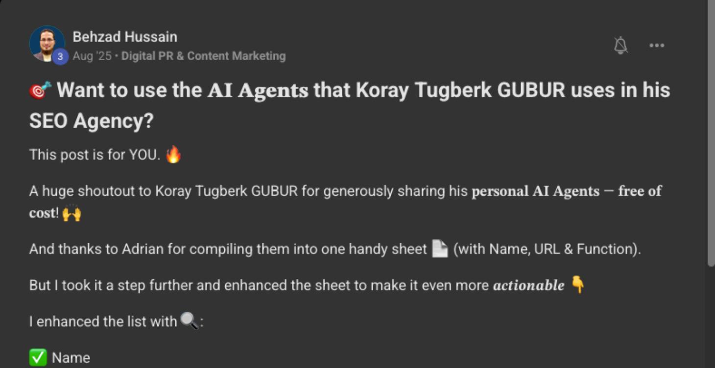𝐀𝐈 𝐀𝐠𝐞𝐧𝐭𝐬 that Koray Tugberk GUBUR uses