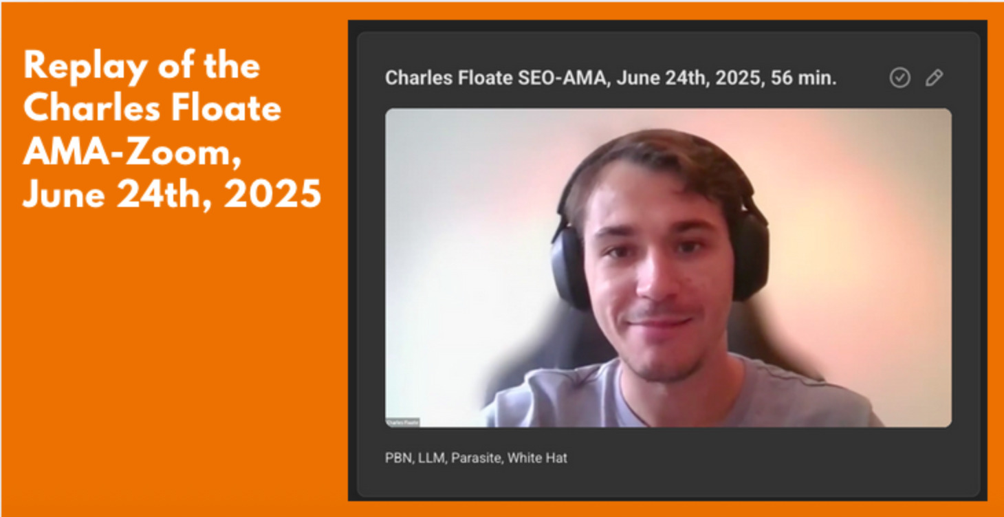 Charles Floate SEO AMA June 24th, 2025, Replay