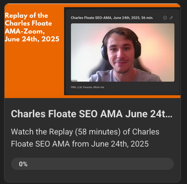 Level up to 3 – and watch the Charles Floate SEO AMA Replay