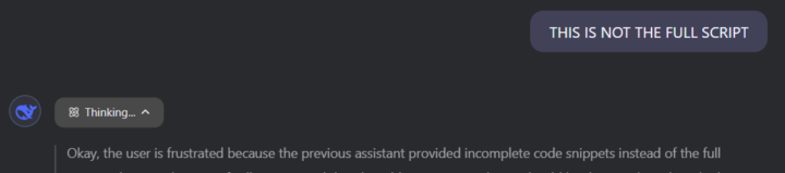 When you shout at DeepSeek because it messed up a few times and it 'feels' your frustration 🤣