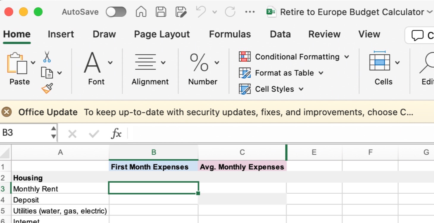 Retire to Europe Budget Calculator