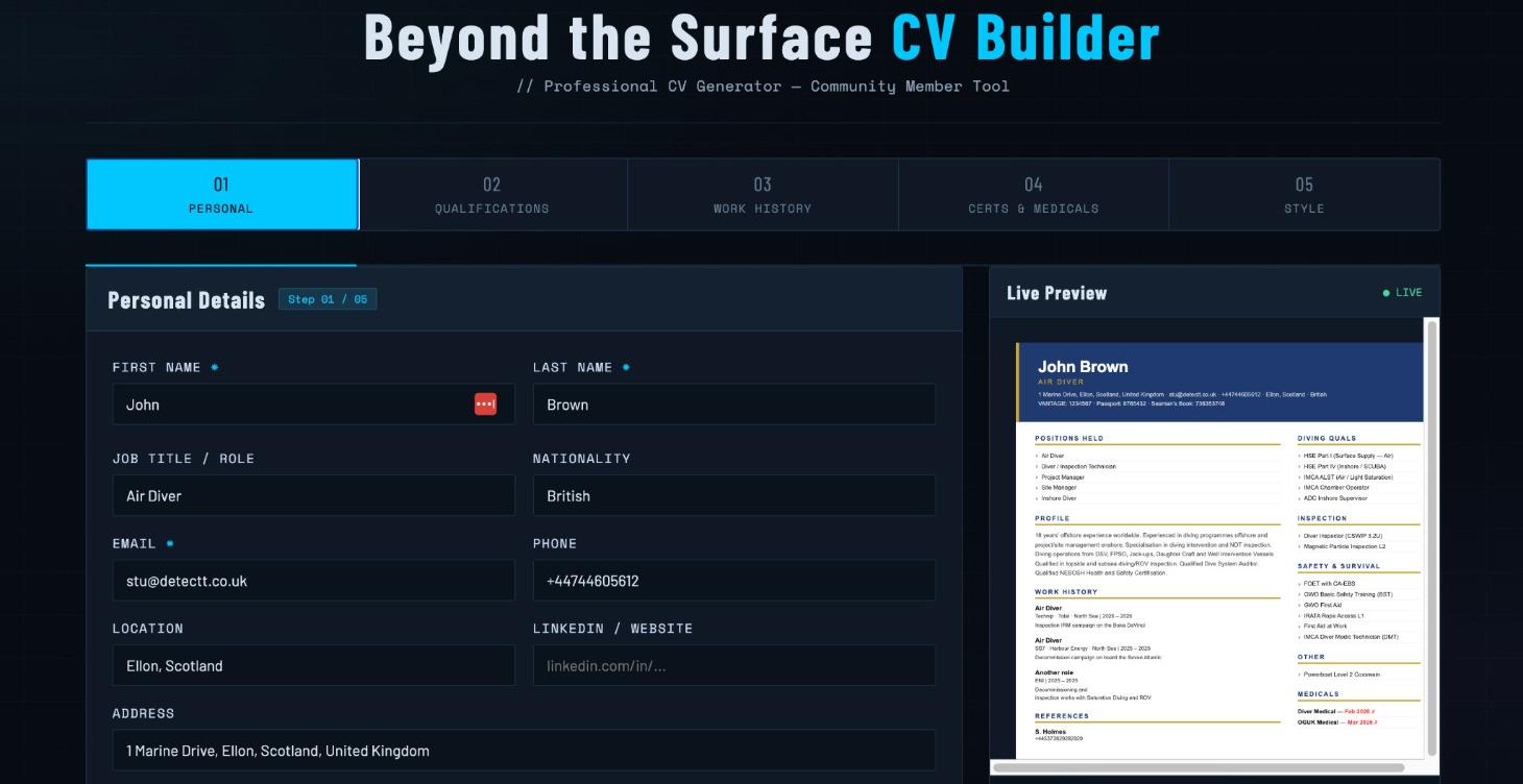 Divers CV Builder