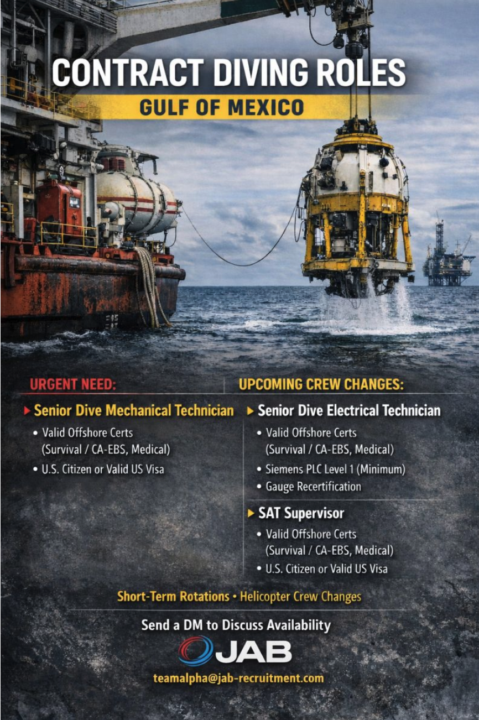 📣 Contract Diving Roles – Gulf of Mexico