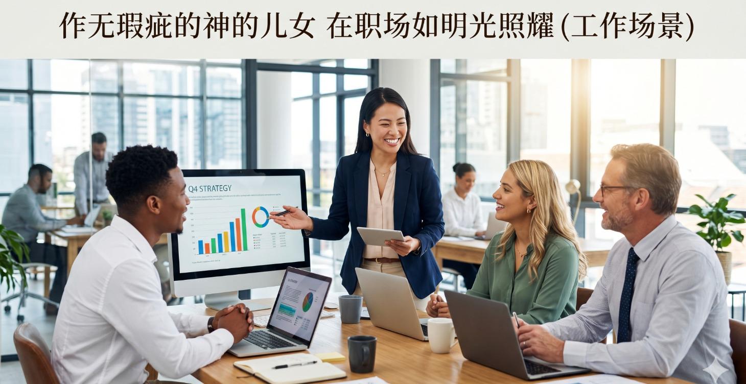 作神无瑕疵的儿女。显在这职场中，好像明光照耀