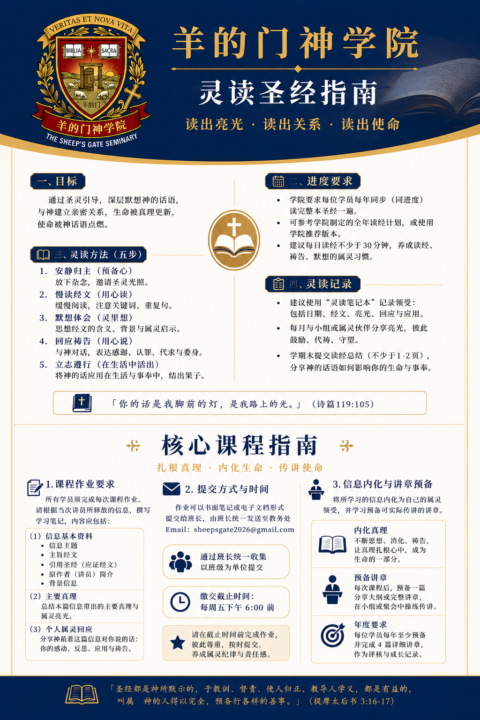羊的门神学院课程学习指南 ：万国讲坛 & 灵读圣经 & 必修课 