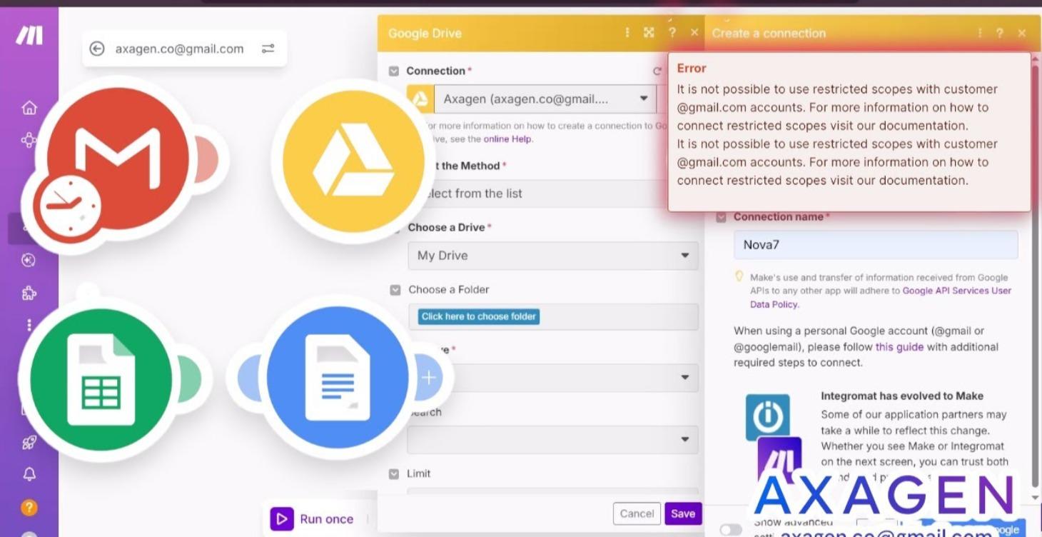 OAuth links to connect Google
