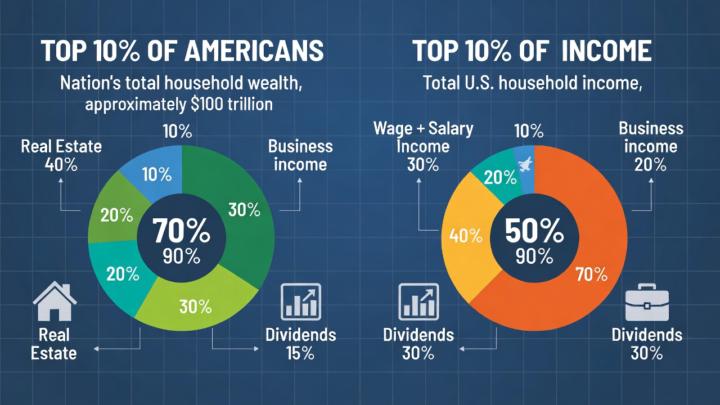 What the top 10% do for Income that the Middle and Lower don't