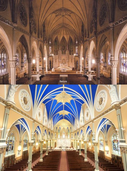 Decorative Painting Before and After - Church Restoration