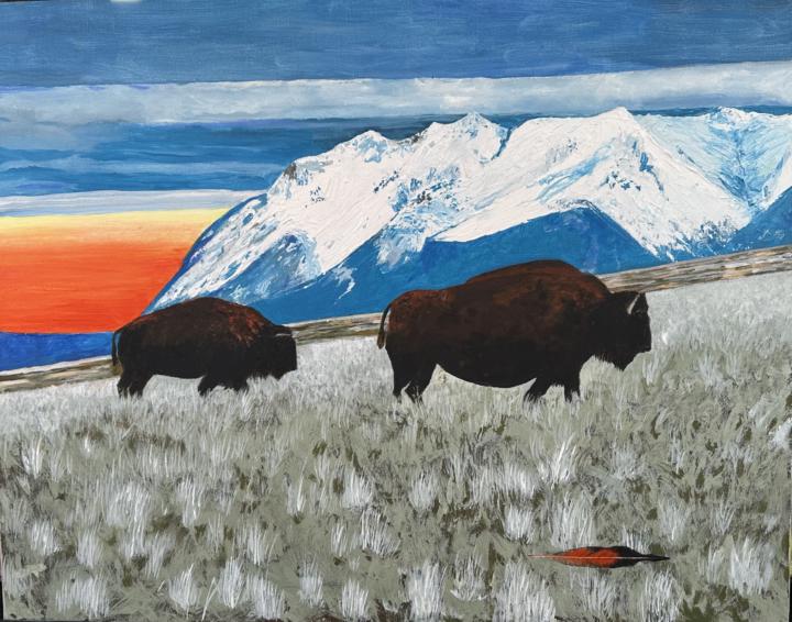 Antelope Island Buffalo and Northern Flicker feather. 