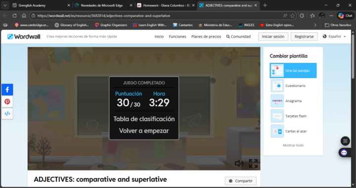 WORDWALL: COMPARATIVE AND SUPERLATIVE