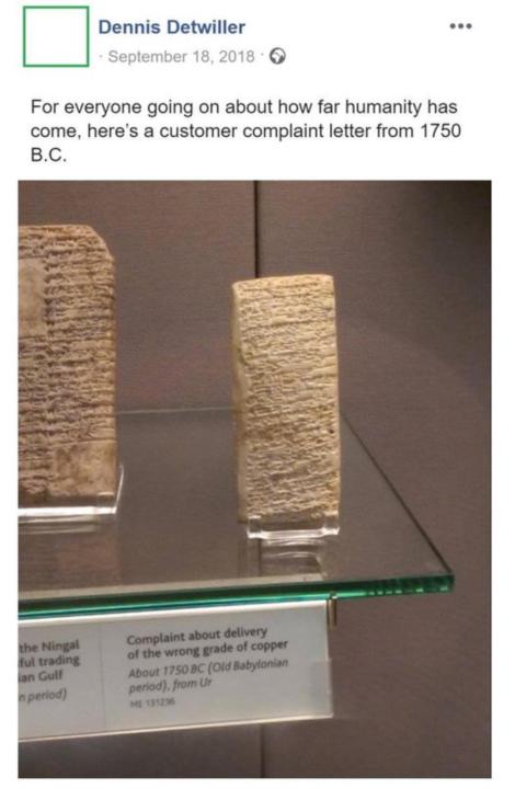 bro demanded a refund in 1750 BC. 