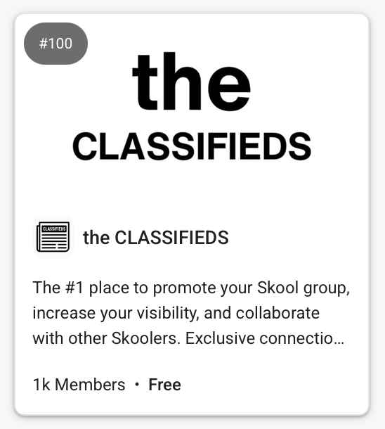 🚀 The Classifieds is a TOP 100 GROUP!!!