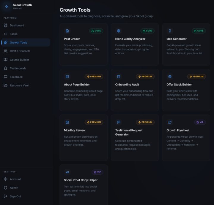 All your growth tools in a single place