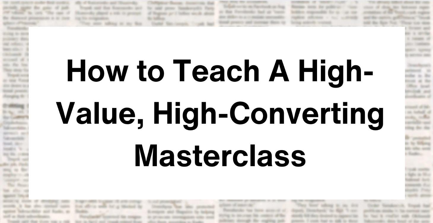 Prerequisite for Hosting a Masterclass