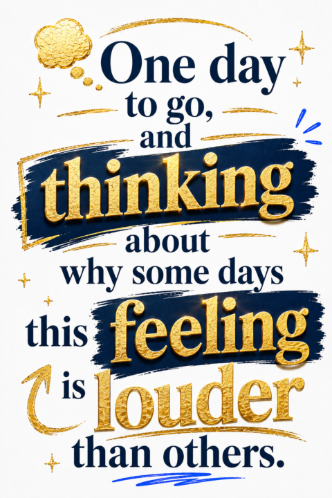 👉One day to go, and thinking about why some days this feeling is louder than others.