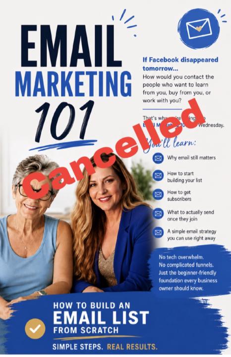 📣📣📣 EMAIL MARKETING 101 CANCELLED