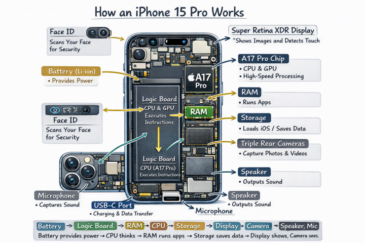 iPhone 15 Pro – Components & What They Do (In Operation)
