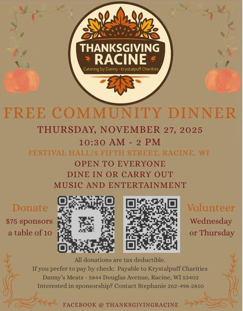 🦃Free Thanksgiving Community Dinner in 🟣 Wisconsin 