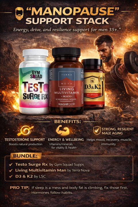 🧔 “Manopause” Support Stack (Lifestyle + support)