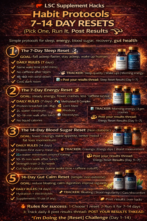 🧪 Habit Protocols: 7–14 Day Resets (Pick One, Run It, Post Results)