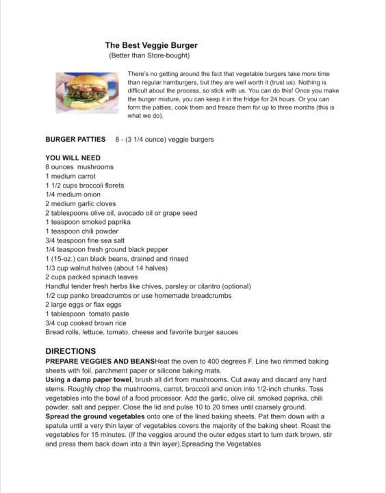 Veggie Burger Recipe
