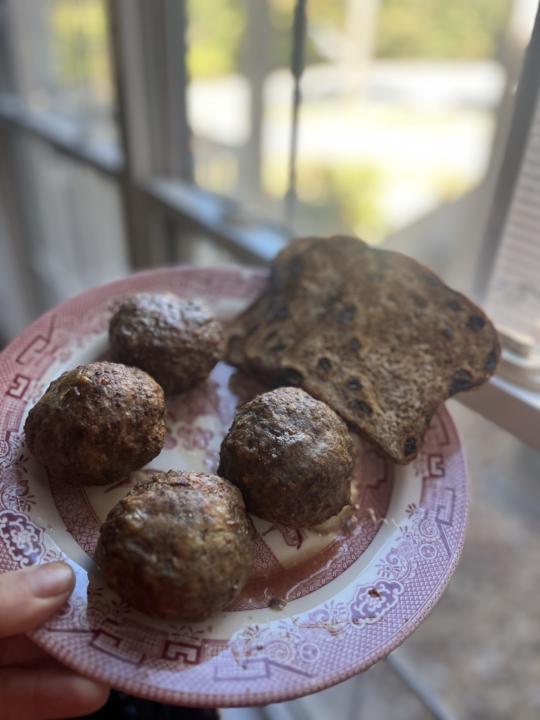 Lamb Protein Balls with Ezekiel Toast and Low-Fat Cheese
