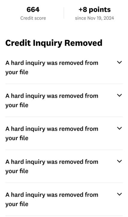 Hard Inquires Removed