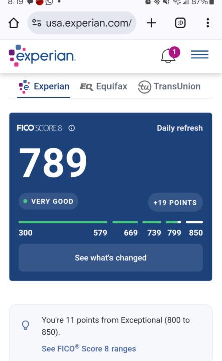 Credit Score went up +140 in one month