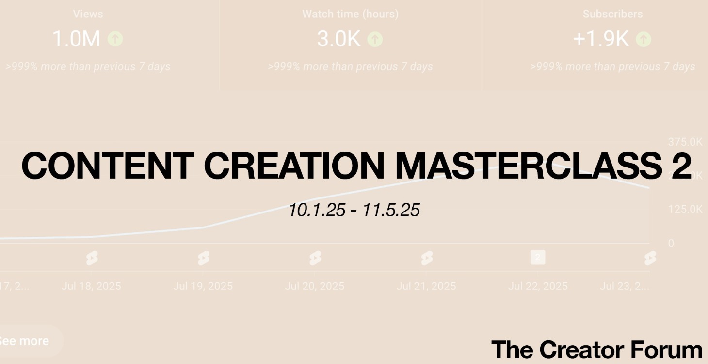 CONTENT CREATOR MASTER CLASS - COHORT 1 (8/6-9/10)