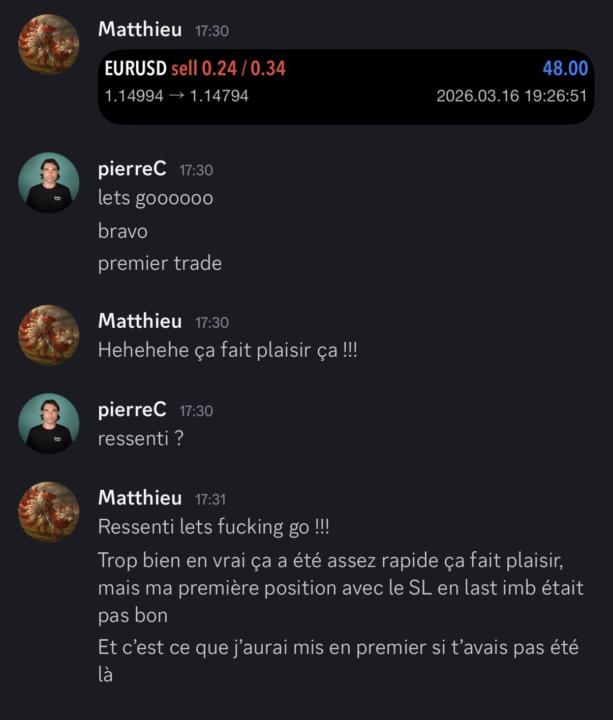 Premier trade de Matthieu