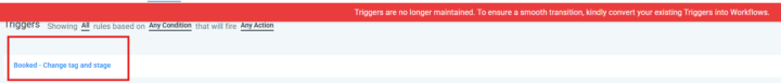 "Booked - Change tag and stage" Trigger