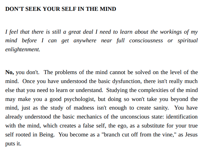 Do not seek yourself in the mind. 