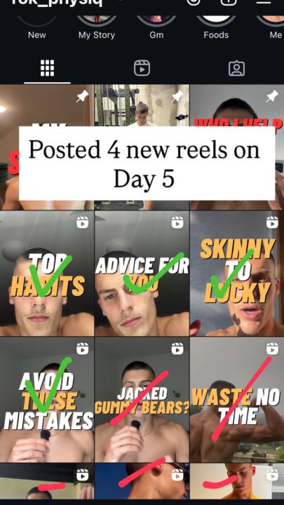 Posted 4 new reels on day 5