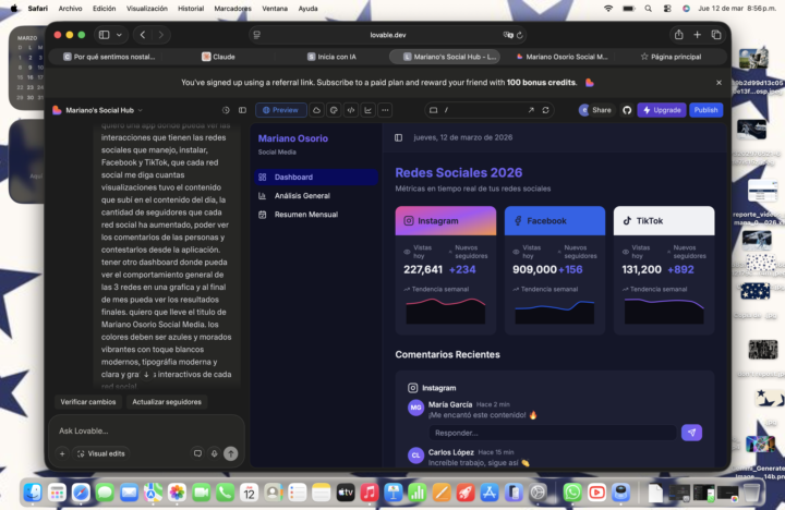 aplicación social media Mariano Osorio lovable 