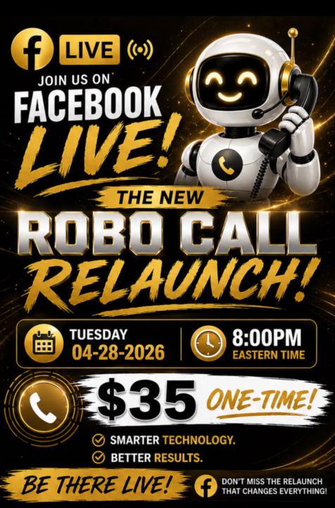 Tonight at 8PM Eastern, I’m going LIVE to break down the NEW Robo Call Profit System Relaunch — and how you can start using it immediately.