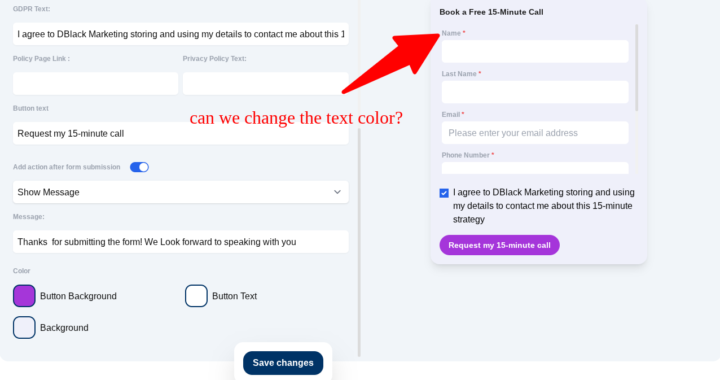 text color on forms