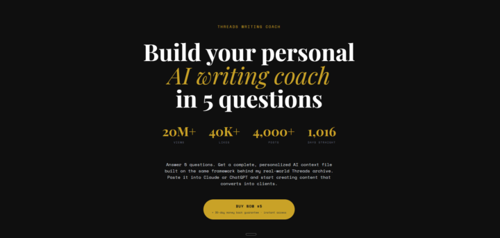 Your Personalized Threads AI Writing Coach is ready!