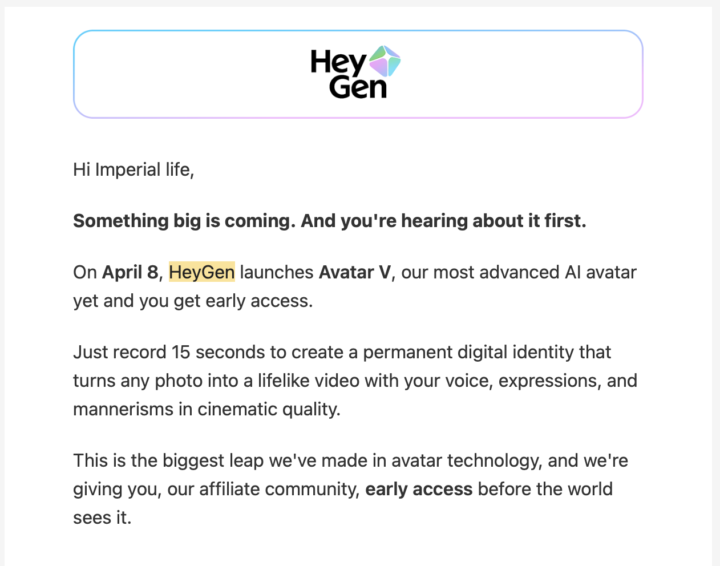 Muy pronto: HeyGen Avatar V (para sincronización labial) 💋