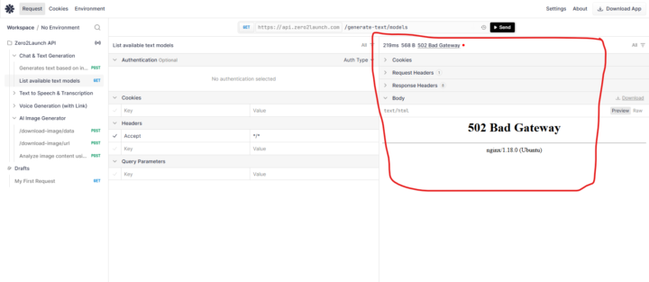  Zero2Launch API Not Working
