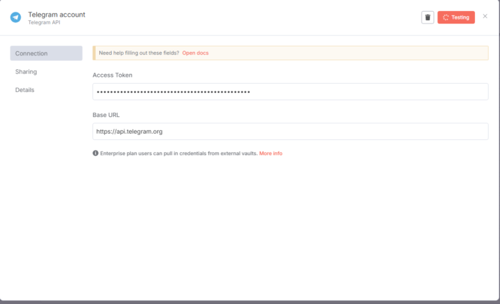 Telegram Access Token not working on n8n