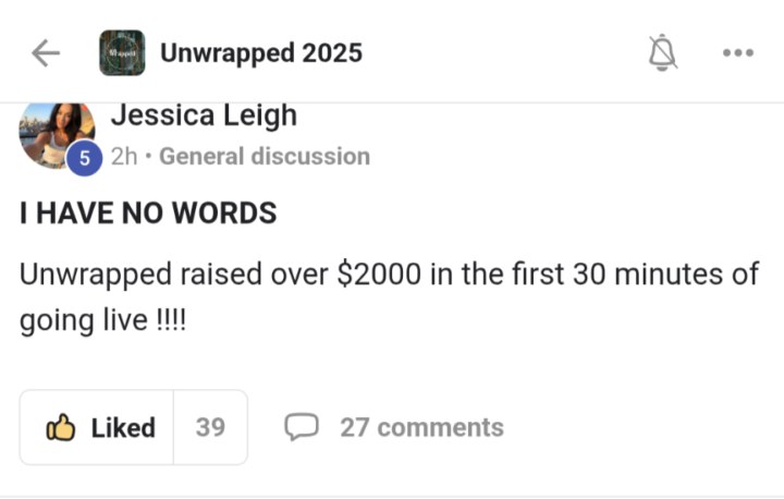 UNWRAPPED hit $2K in the first 30 minutes