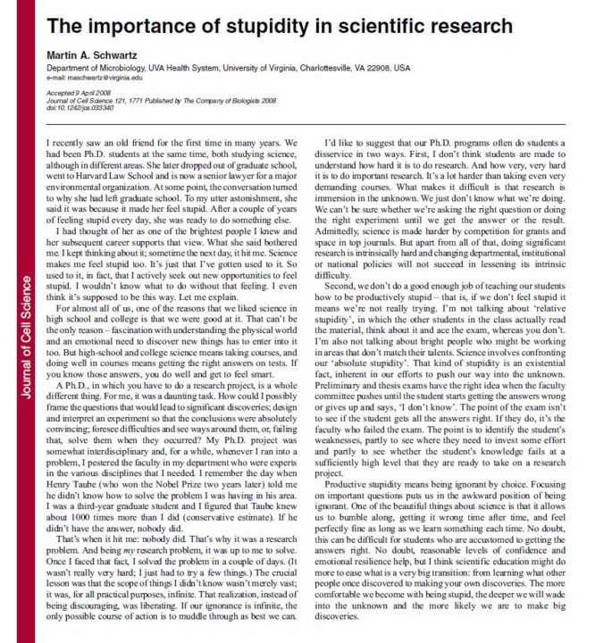 أهمية الغباء في البحث العلمي