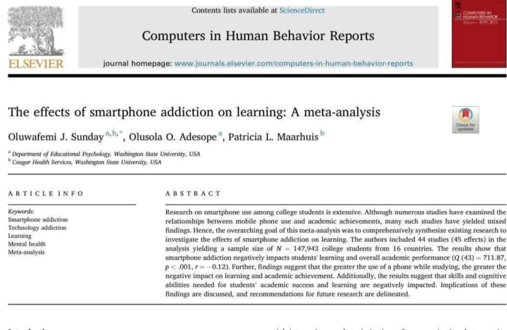   أثر إدمان الهواتف الذكية على التعلم