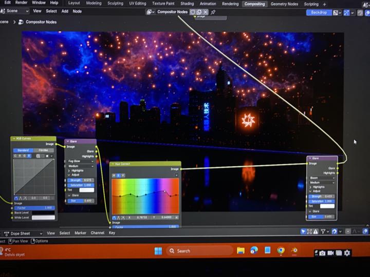 It could always better, more neon signs , was thinking city light but thay would be too much , already got the stars moving and smoke coming from one of the tall buildings.  95% Done 