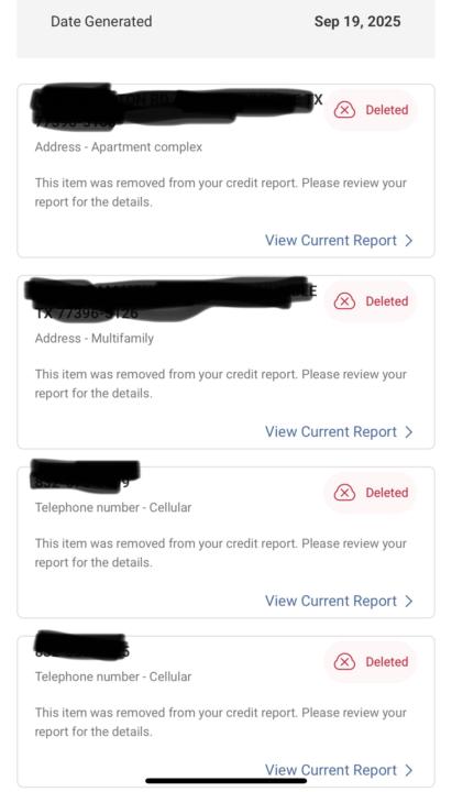 Personal Information Update Equifax/Experian