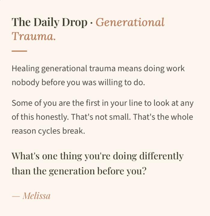 The Daily Drop-Generational Trauma