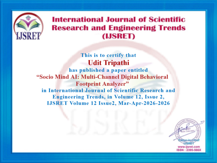 Research Paper Published in International Journal of Scientific Research and Engineering Trends