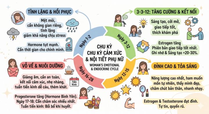 Phụ Nữ hiểu chu kỳ để chăm sóc bản thân và kết nối thành công